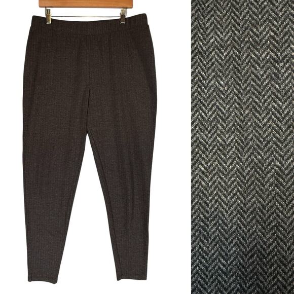 Soft Surroundings Gry Herringbone Leggings Womens SIZE XL Pullon Office HighRise - Picture 1 of 10
